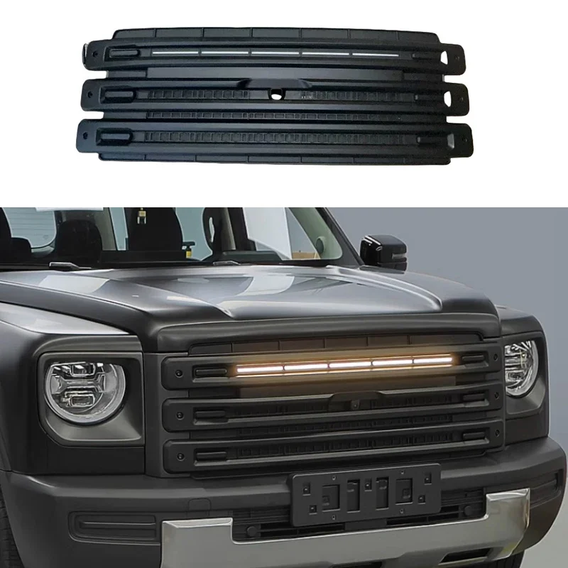 

For Haval Raptors Front Insurance Black Warrior Style LED Grille Body Modification Accessories 2023 2024 2025