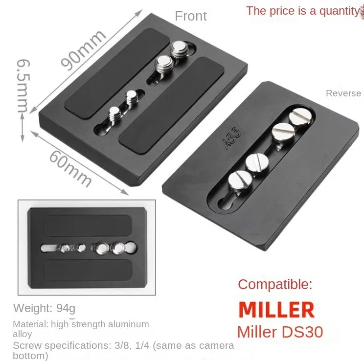 Metal Quick release plate for MILLER DS30 Video head