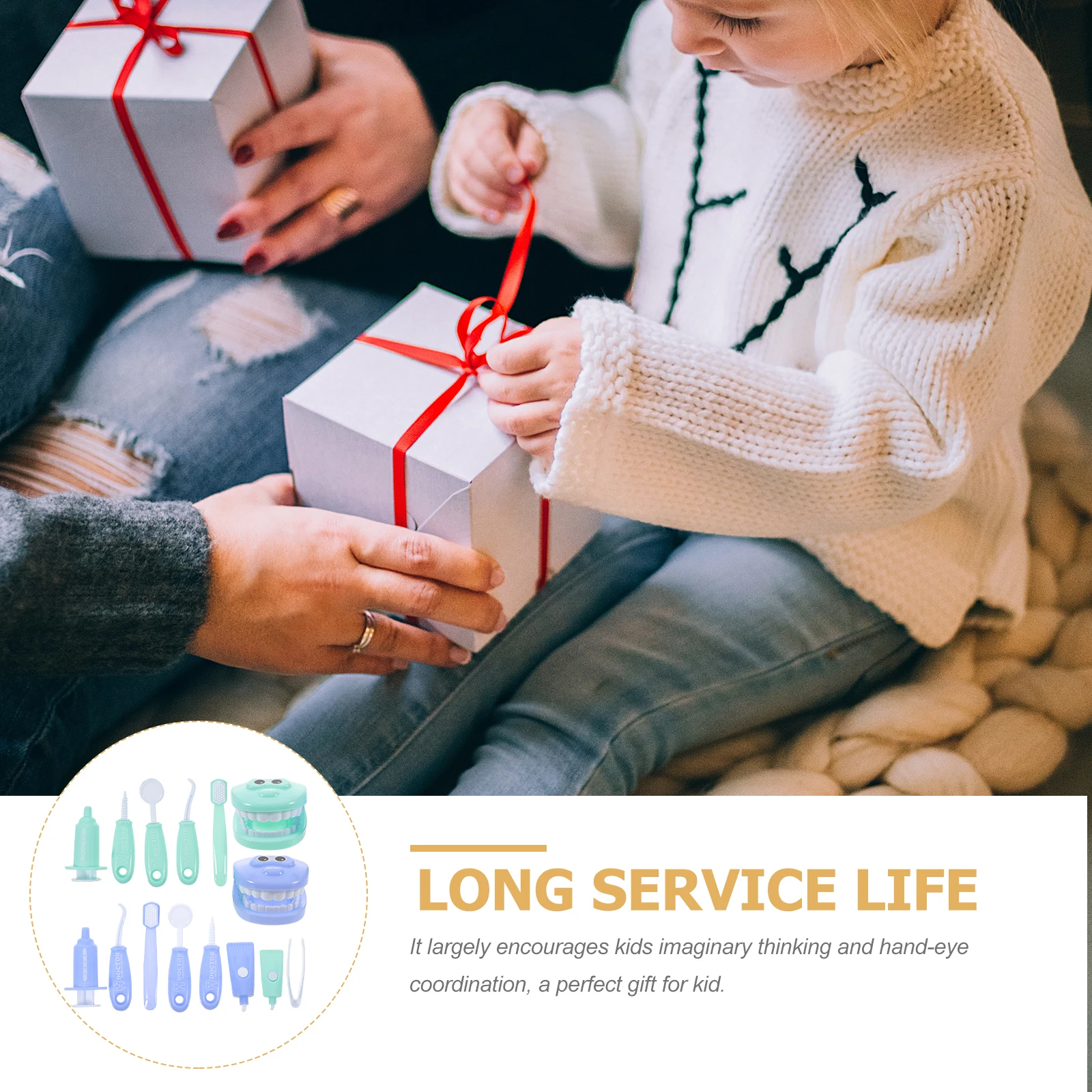 Ensemble de jeu de simulation de dentiste pour enfants, 2 ensembles, Kit de médecin de simulation à la mode avec boîte de rangement, encourage les mains et les yeux