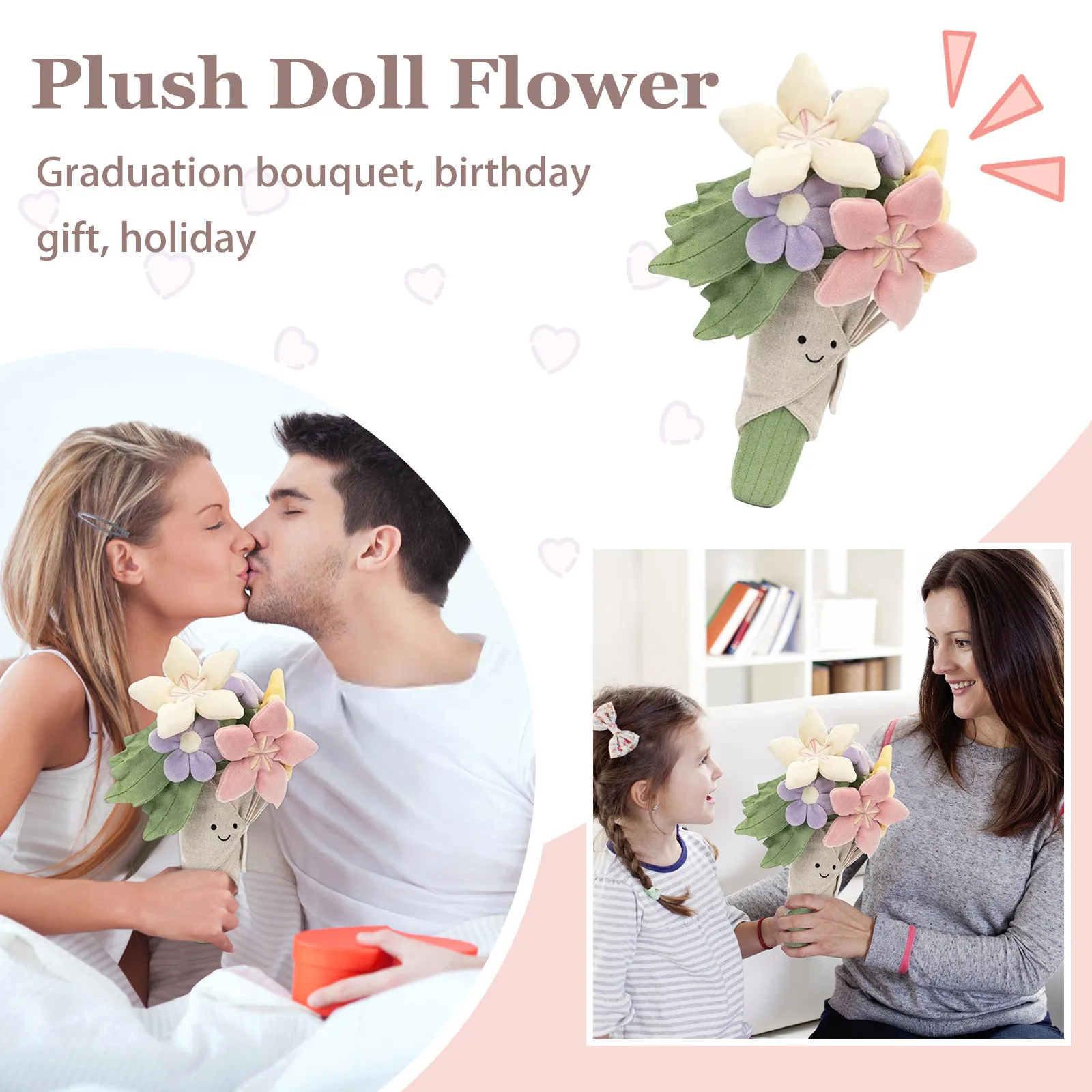 

18+ Blooming Smile Flower Plush Doll - Huggable Stuffed Plant Plushie for Adults, Sweet Home Decor Gift, Soft Handing Cute