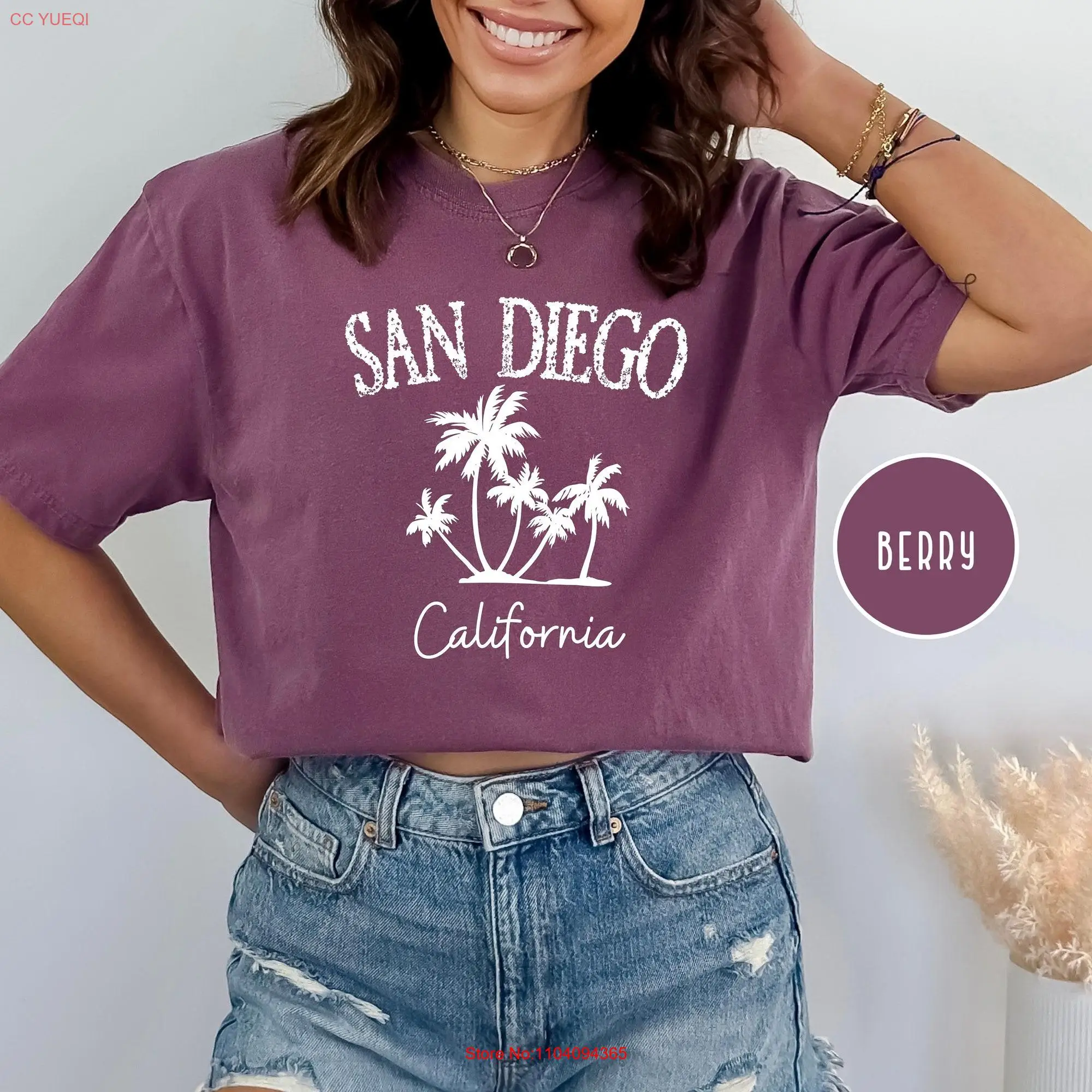 San Diego Grunge Style Comfort Colors T Shirt Beach California Vacation Vintage long or short sleeves