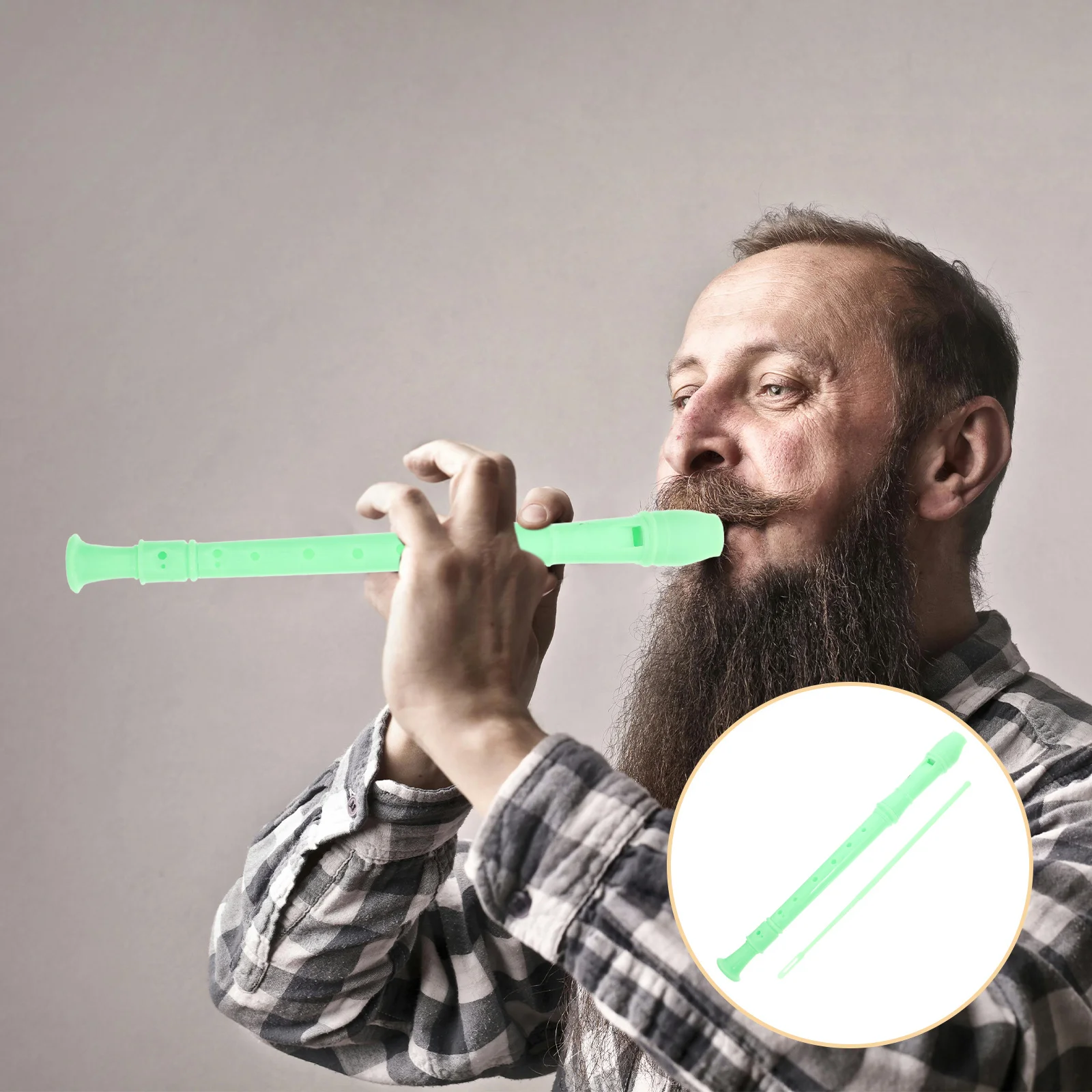 

8 Hole Soprano Recorder Flute Light Green Suitable for Kids Adults School Bands Classical Music Cleaning Rod Included