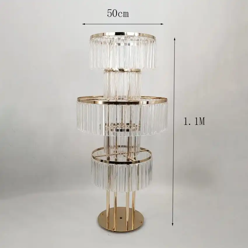

Acrylic Wedding Flower Stand with Hanging 5 Tier Round Chandelier Stand for Wedding Road Lead T Stage Flower Arrangement Decor