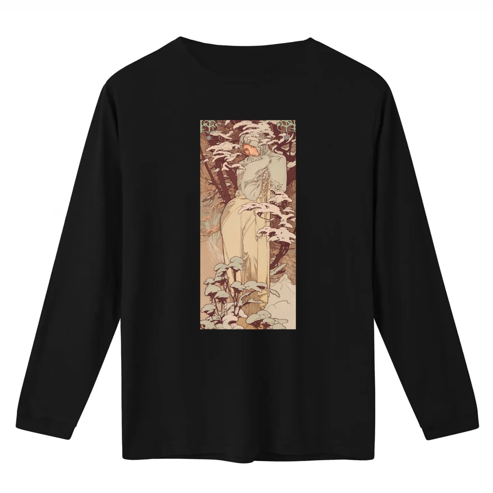 Winter 1897 Mucha T-Shirt Summer Casual Cotton Tee Oversized Streetwear Tops Vintage Graphic Print Loose Fit Short Sleeve