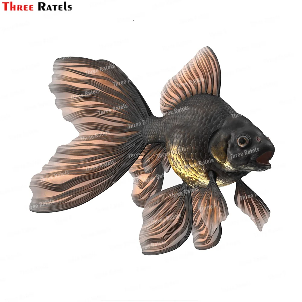 Three Ratels K551 Black Moor Gold Fish Wall Stickers for Kids Room Bathroom Home Decoration Waterproof Animal Baseboard Mural Ar