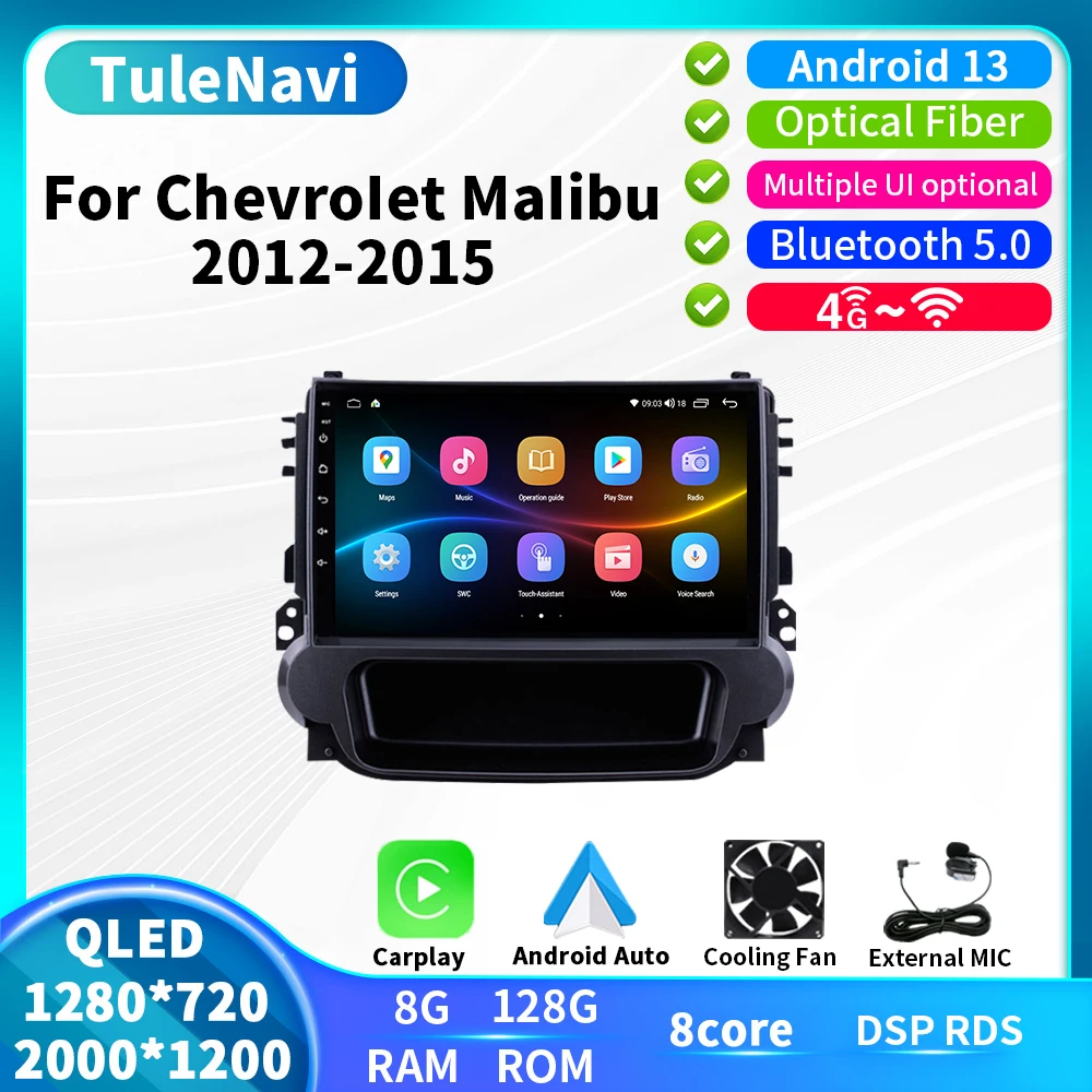 

8G+128G Carplay For Chevrolet Malibu 2012 - 2015 Multimedia 2 Din Car Radio Stereo Autoradio Android 13 GPS Navigation DSP BT
