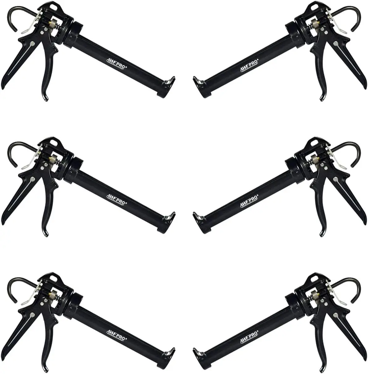 

Профессиональный пистолет для герметика с передаточным числом 18:1, стальной рамой, вращающимся стволом, крюком для лестниц и системой предотвращения капель - набор из 6 штук