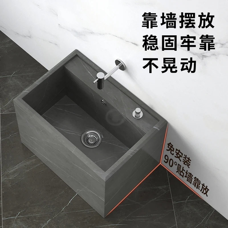 Double-layer rock slab mop pool Stone large floor-to-ceiling mop basin Balcony Indoor and outdoor sink High temperature