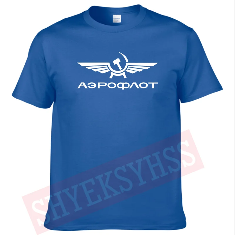 Men T Shirt Cotton Aeroflot CCCP Civil Aviation Printed Cotton Russian Air Force Logo TShirt Men T-Shirt O-neck Short Sleeves