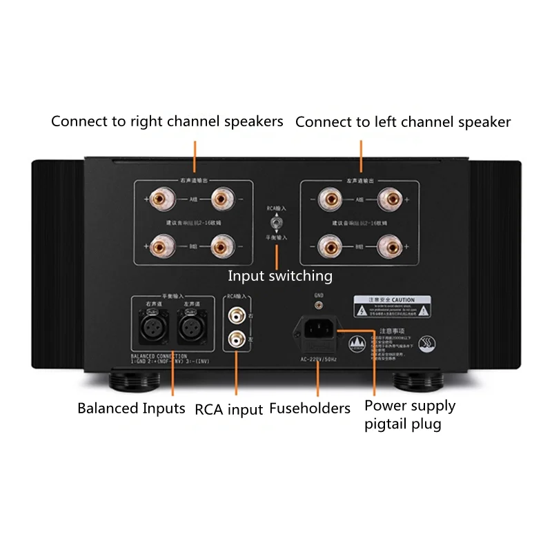 YU-01 MK-9600 amplificador HIFI de alta potencia Clase A pura Clase A 100W /8Ohm carga de 180W/4Ohm con entrada RCA entrada XLR