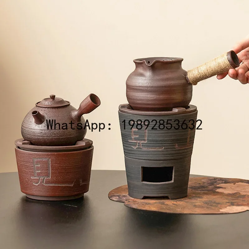 i5.11  coarse pottery red mud brewing tea stove side handle pot charcoal stove teapot retro brewing tea stove