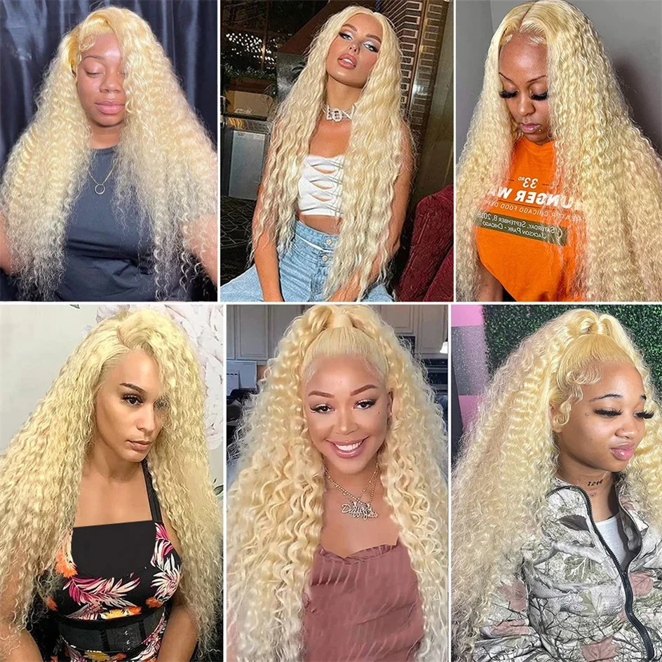 613 blonde human hair lace frontal wig 13x6 deep wave lace front wigs for woman cosplay choice preplucked 13x4 hd curly lace wig