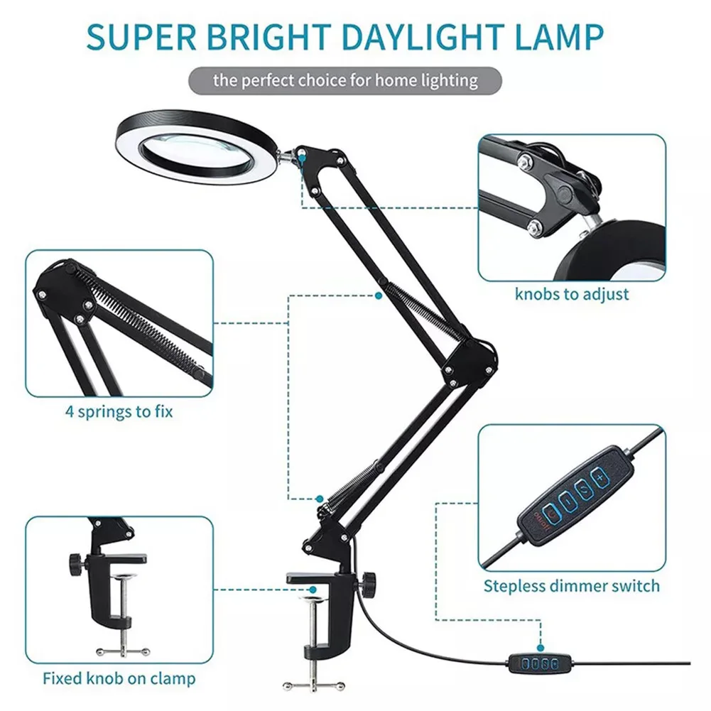 Hands-Free Magnifier 10X Magnifying Glass Standalone Light Source Versatile And Multi-functional 3 Color Modes