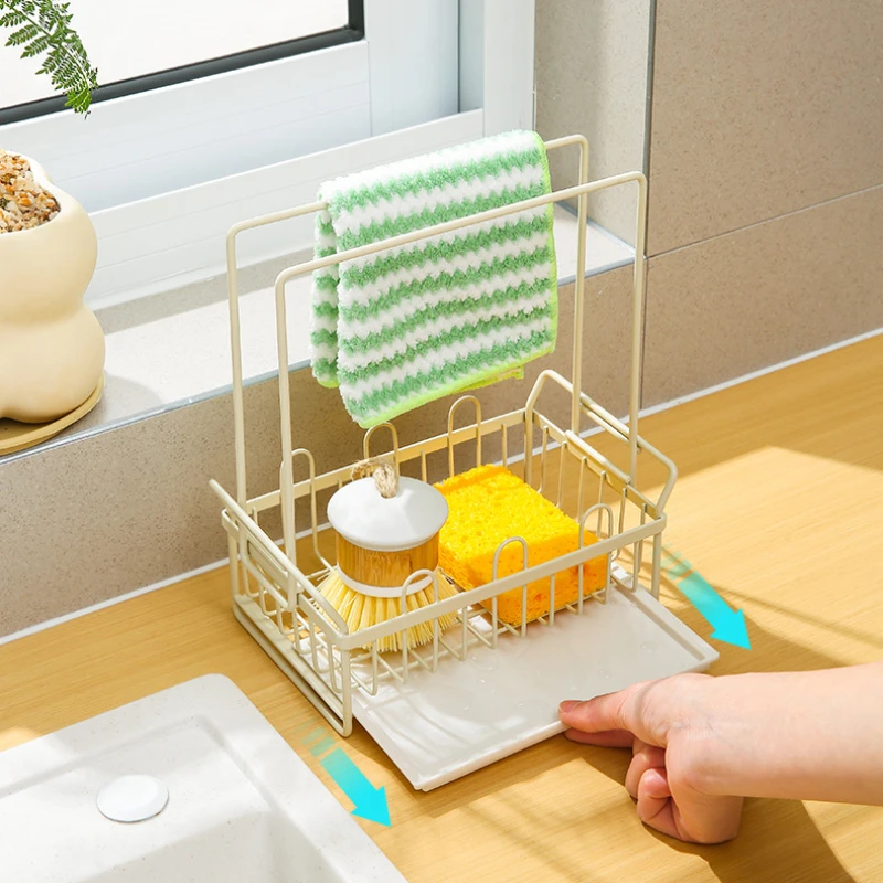 Creative Multi-functional Sponge Cloth Drain Rack Holder Kitchen Iron Steel Ball Dish Detergent Storage Rack Household Organizer