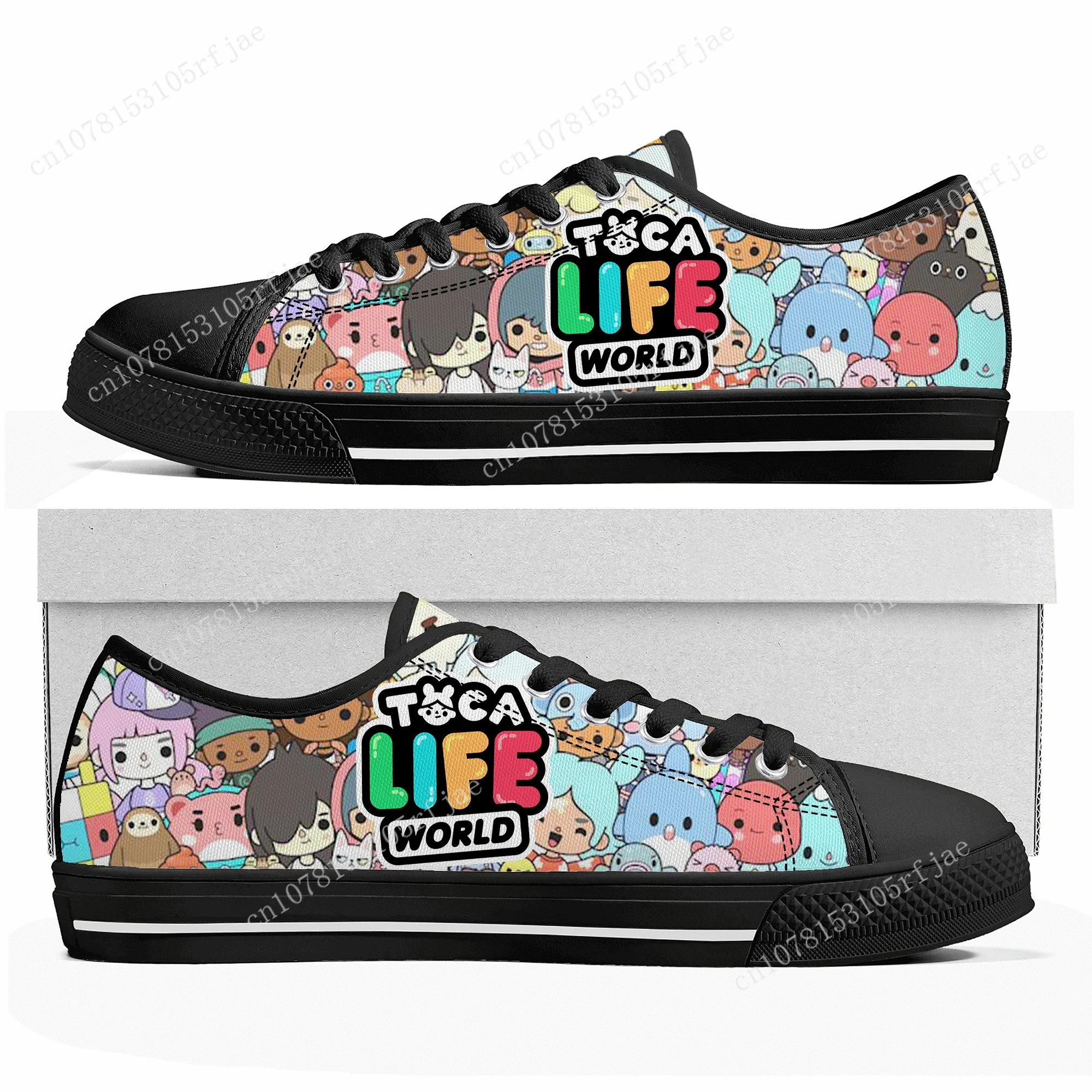 Toca Life World Custom Low Top Sneakers Cartoon Game Womens Mens Teenager High Quality Shoes Casual Tailor Made Canvas Sneaker