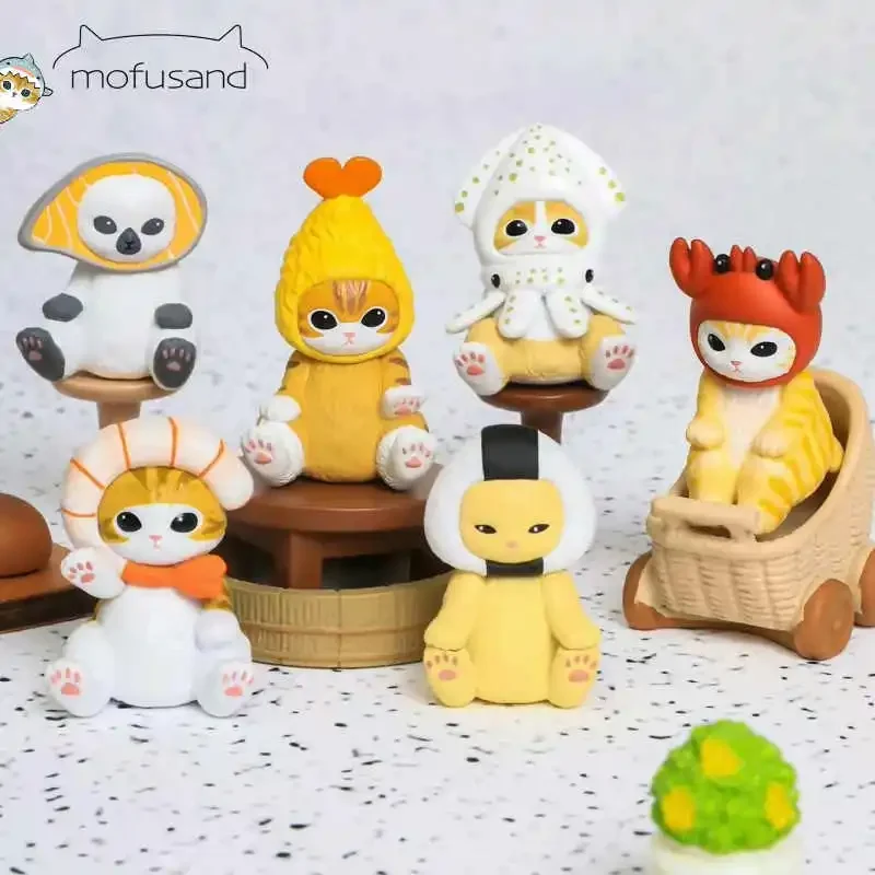 Mofusand-Mini Blind Bag Toys para Crianças, 2ª Geração, Kitan Kawaii, Camarão Frito, Tubarão, Gato, Ornamentos, Caixa Cega, Presentes Autênticos