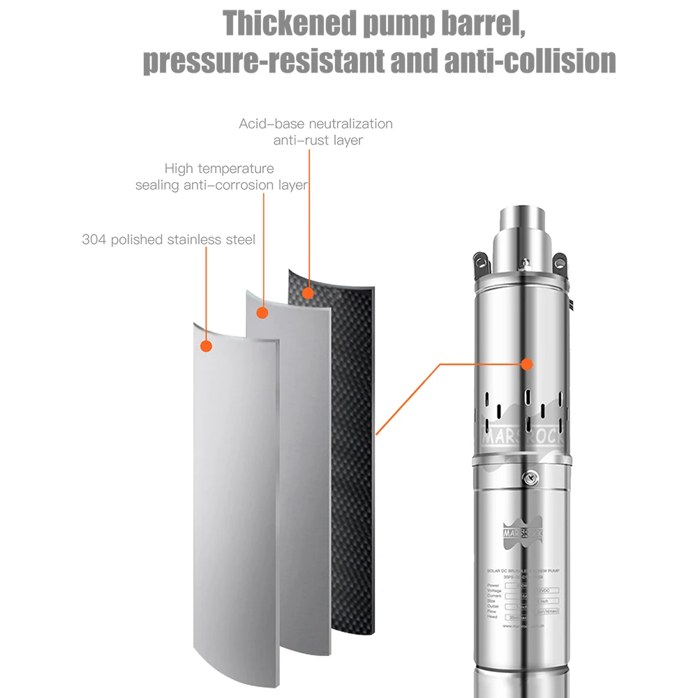 Imagem -04 - Bomba de Poço Profundo Solar para Agricultura dc 24v 48v 72v 750w 1200w Controlador Externo Aço Inoxidável Parafuso Submersível 180m