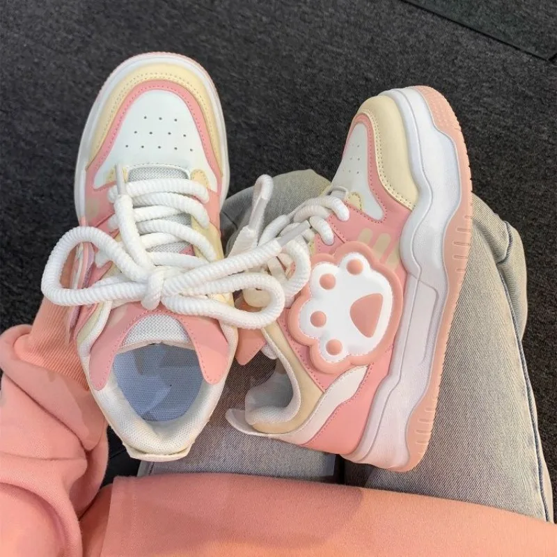 

Cute Cat Claw Platform Sneakers Women's Kawaii Pink White Women Sports Sneakers Fashion Korean Style Vulcanize Shoes Tenis