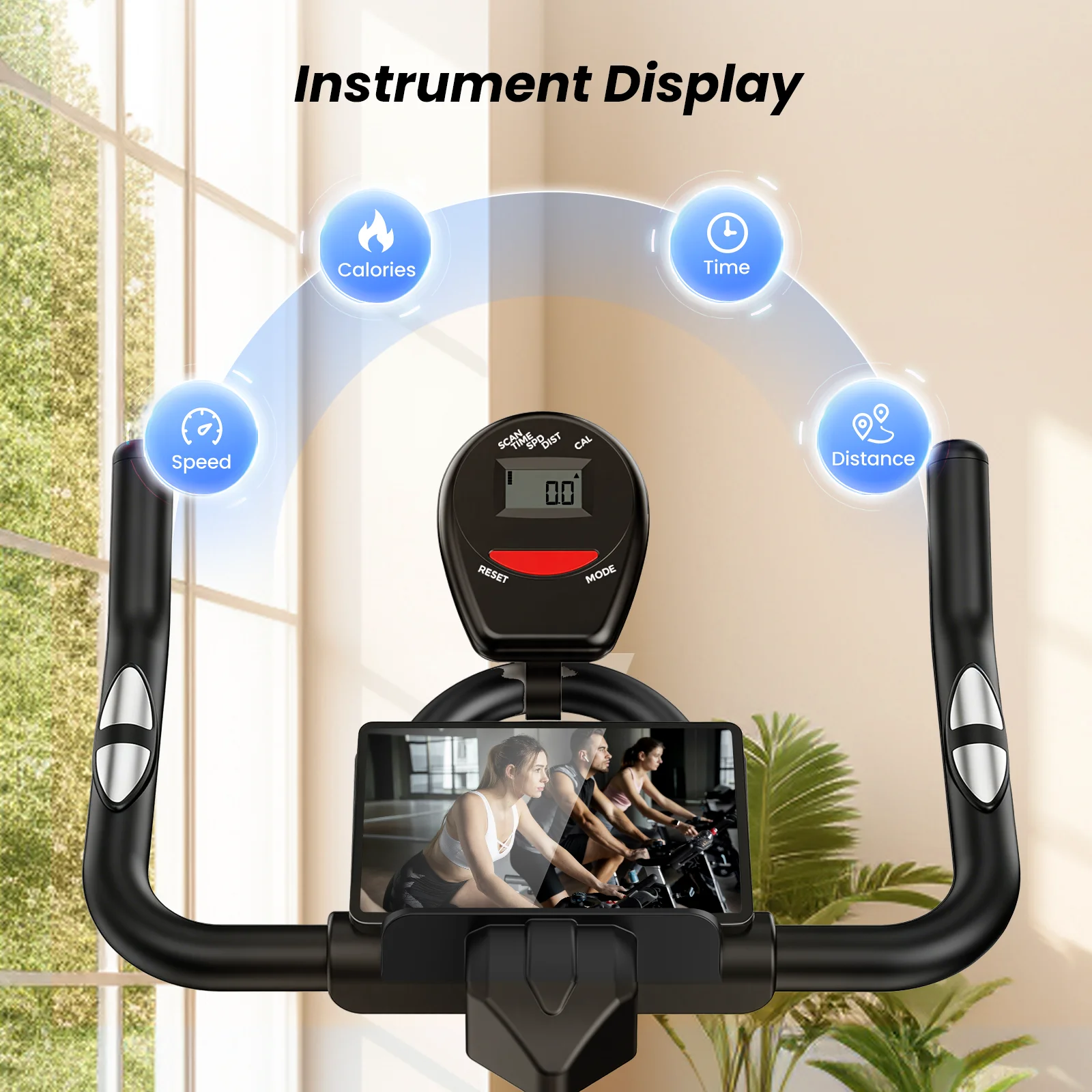 Formill DC001A & DC002A – magnetisches, stationäres Heimtrainer-Fahrrad, Indoor-Cycling-Fahrrad mit 8 kg schwerem Schwungrad, LCD-Monitor, verstellbarer Sitz und Tablet-Halterung für das Training im eigenen Fitnessraum. – Detail 4