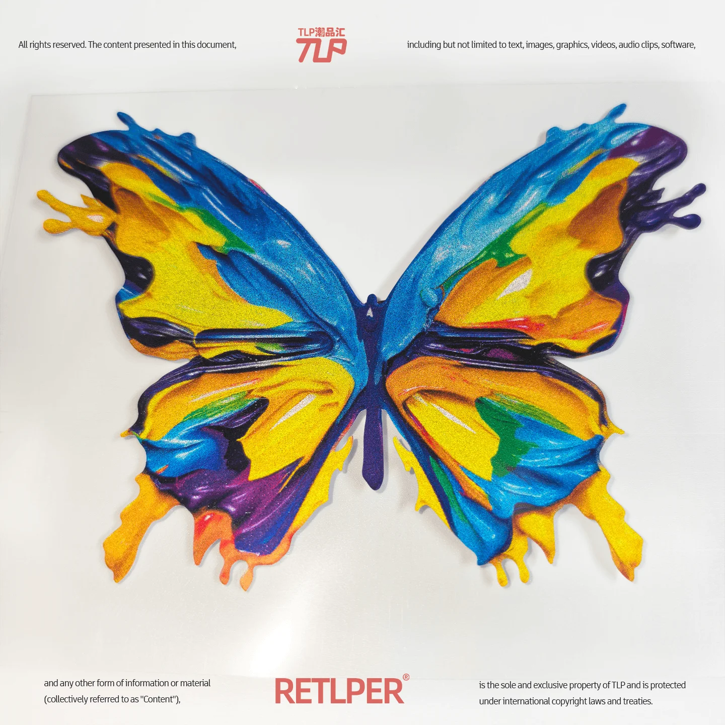 Retlper Reflective Car Sticker Original Colorful Butterfly Graffiti Oil Painting Style Three-Dimensional Waterproof Flat Sticker