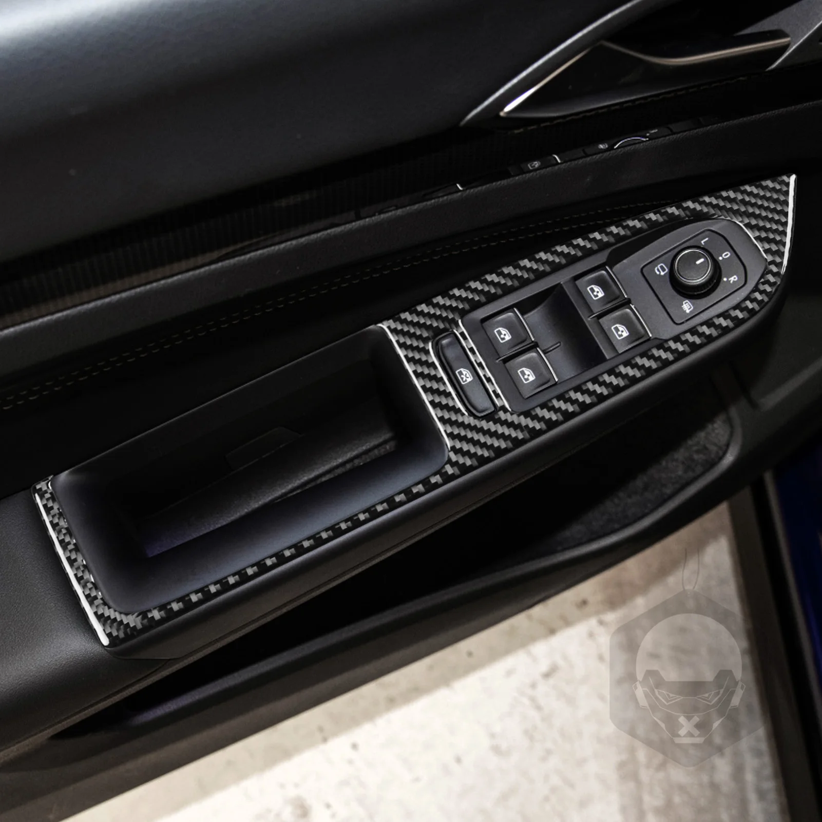 

Для Volkswagen Golf 8 GTI MK8 2021-2023 переключатель подъема окна из настоящего углеродного волокна, панель управления, накладка, автомобильные аксессуары, наклейка
