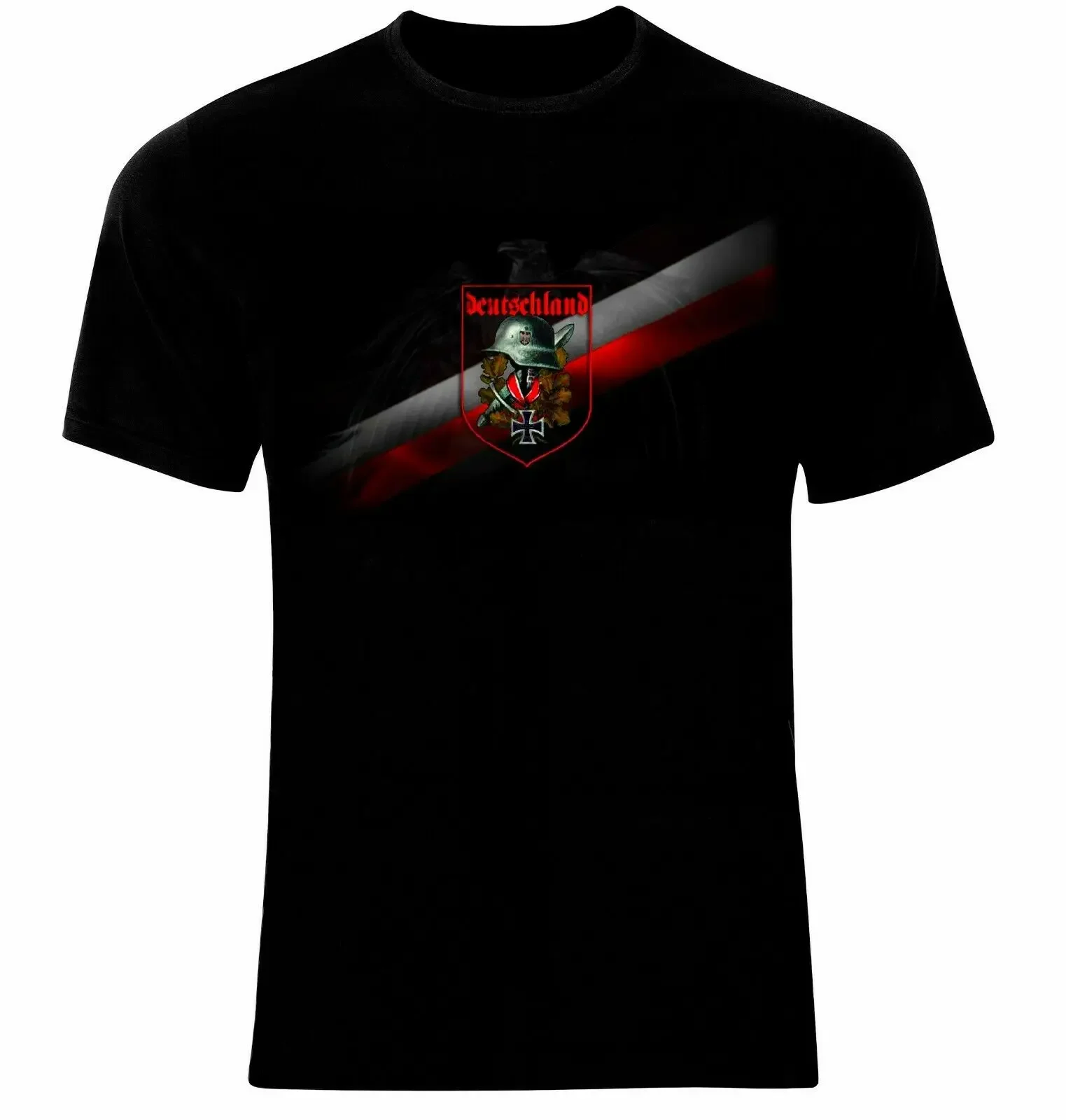 German Empire Wehrmacht Flag Badge Printed T-Shirt 100% Cotton O-Neck Summer Short Sleeve Casual Mens T-shirt Size S-3XL