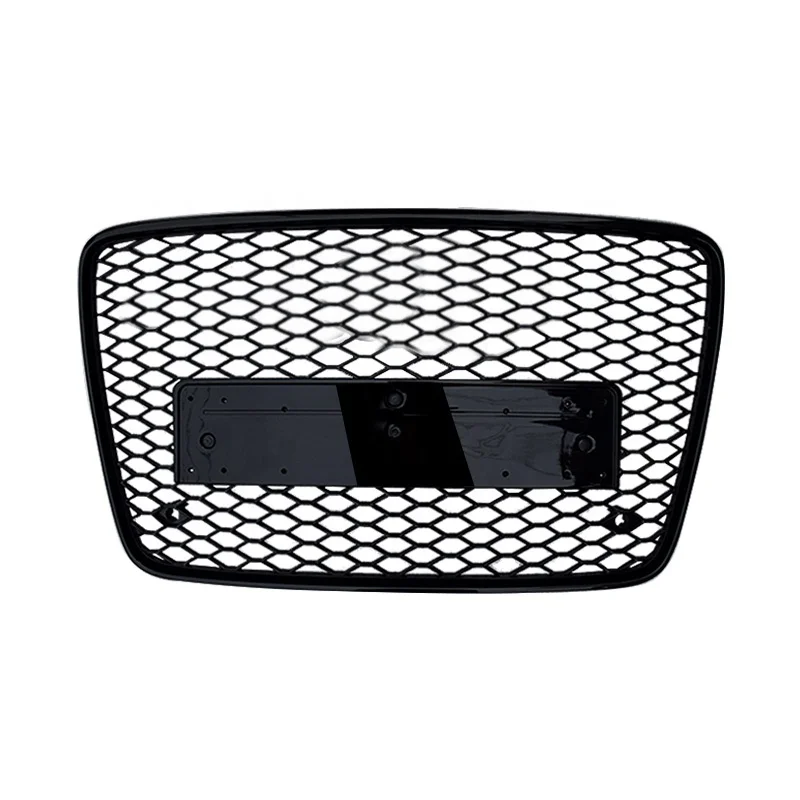 Car Accessories Front Grille for Audi Q7 2005-2015 Upgrade RSQ7 Honeycomb Style Black Racing Hood Grills with Silvery Rings