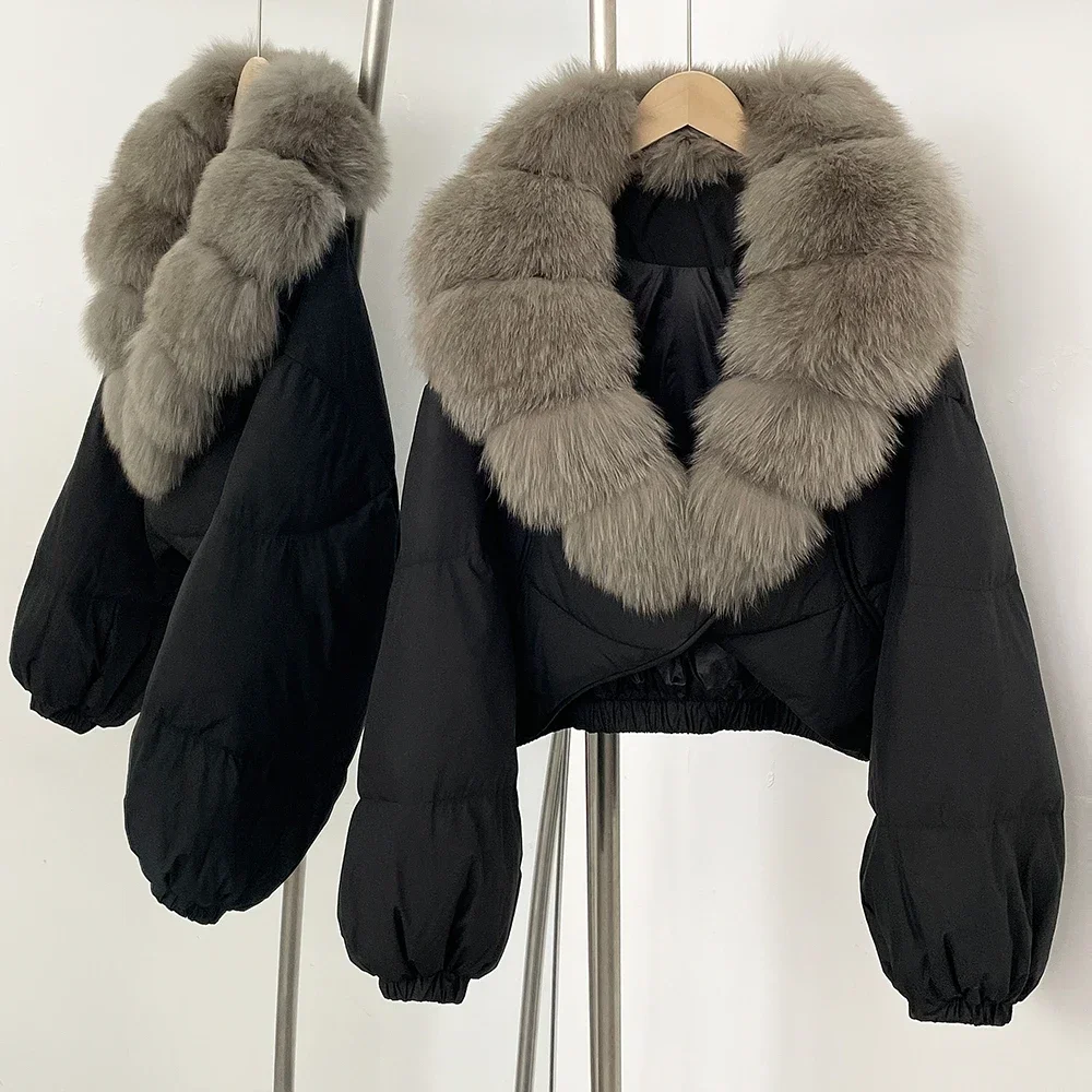 

Women Puffer Jacket Real Fur Coat 2025 Winter New 90% White Duck Down Jacket Lady Big Natural Fox Fur Collar furs Down Jacket
