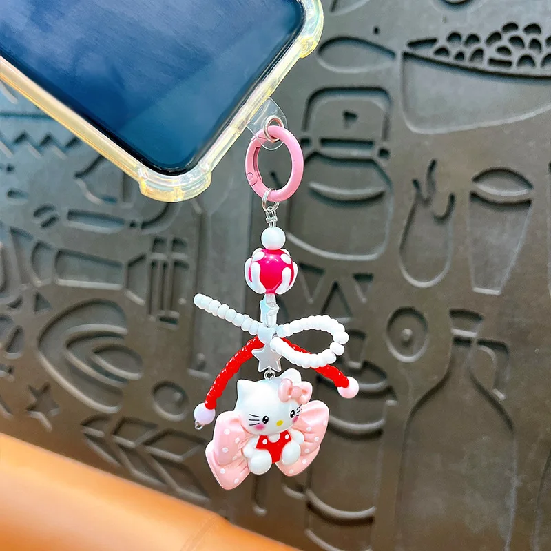جديد Kawaii سانريو HelloKitty المفاتيح أنيمي الكرتون الإبداعية الجديدة القوس لطيف الجمال المدرسية قلادة سيارة مفتاح سلسلة ملحق هدية #4