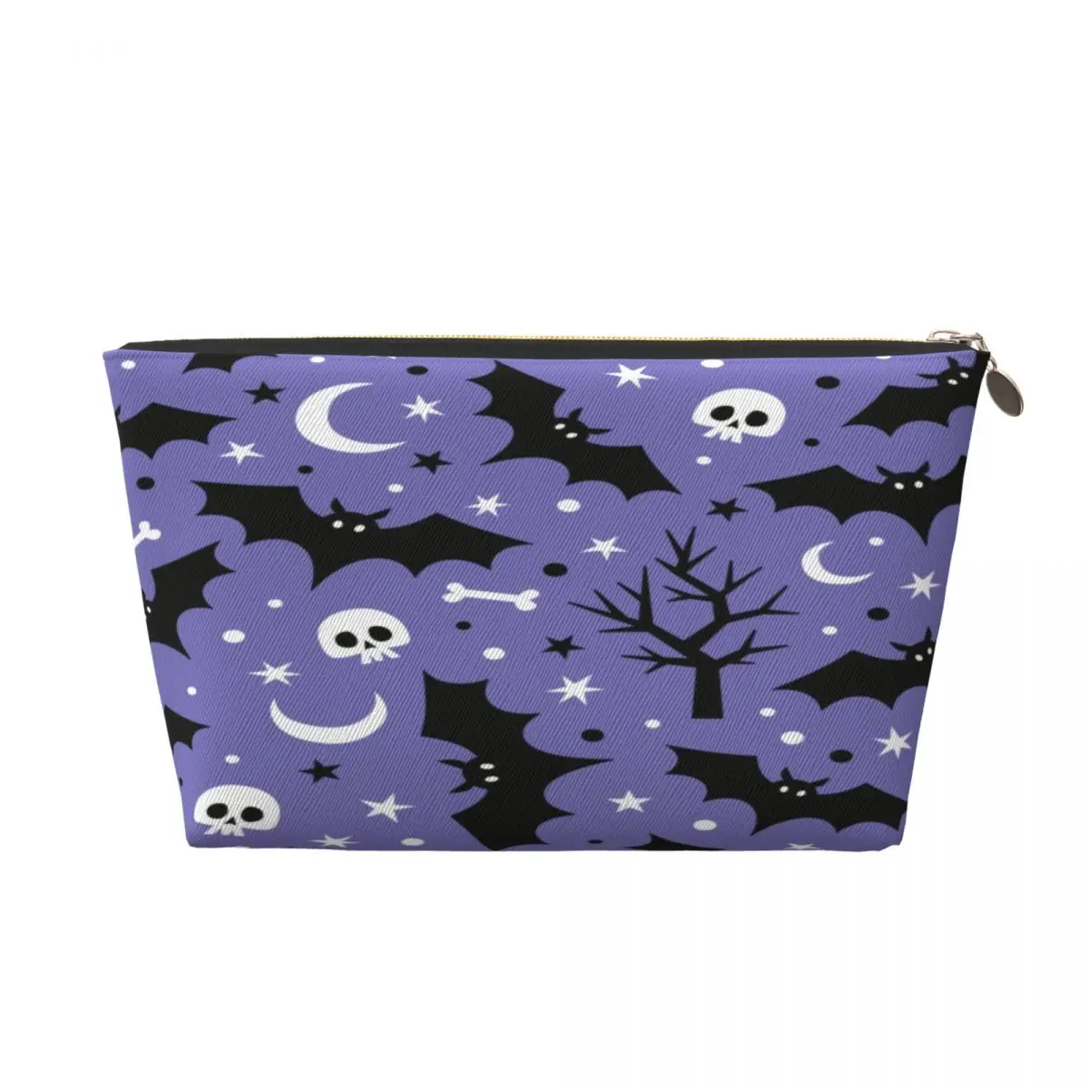 Custom Travel Halloween Spooky Bats Skull Toiletry Bag Portable Goth Occult Witch Makeup Cosmetic Beauty Storage Dopp Kit Case