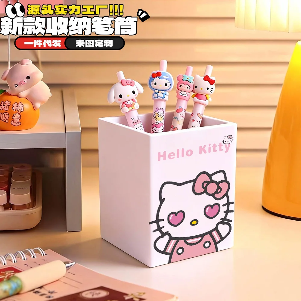 

Kawaii Sanrio Hello Kitty Desktop Pen Holder Cute Student Storage Ornament Dormitory Large Capacity Makeup Multifunctional