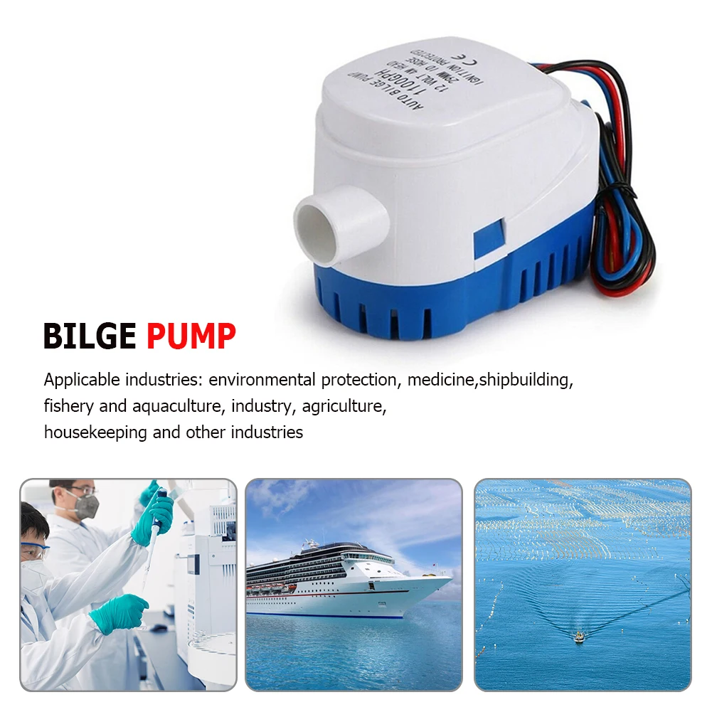 12V 24V 1100GPH Automatic Boat Bilge Pump DC Submersible Electric Water Pump Small 12 24 Volt 1100 GPH for Kayak Marine Boat