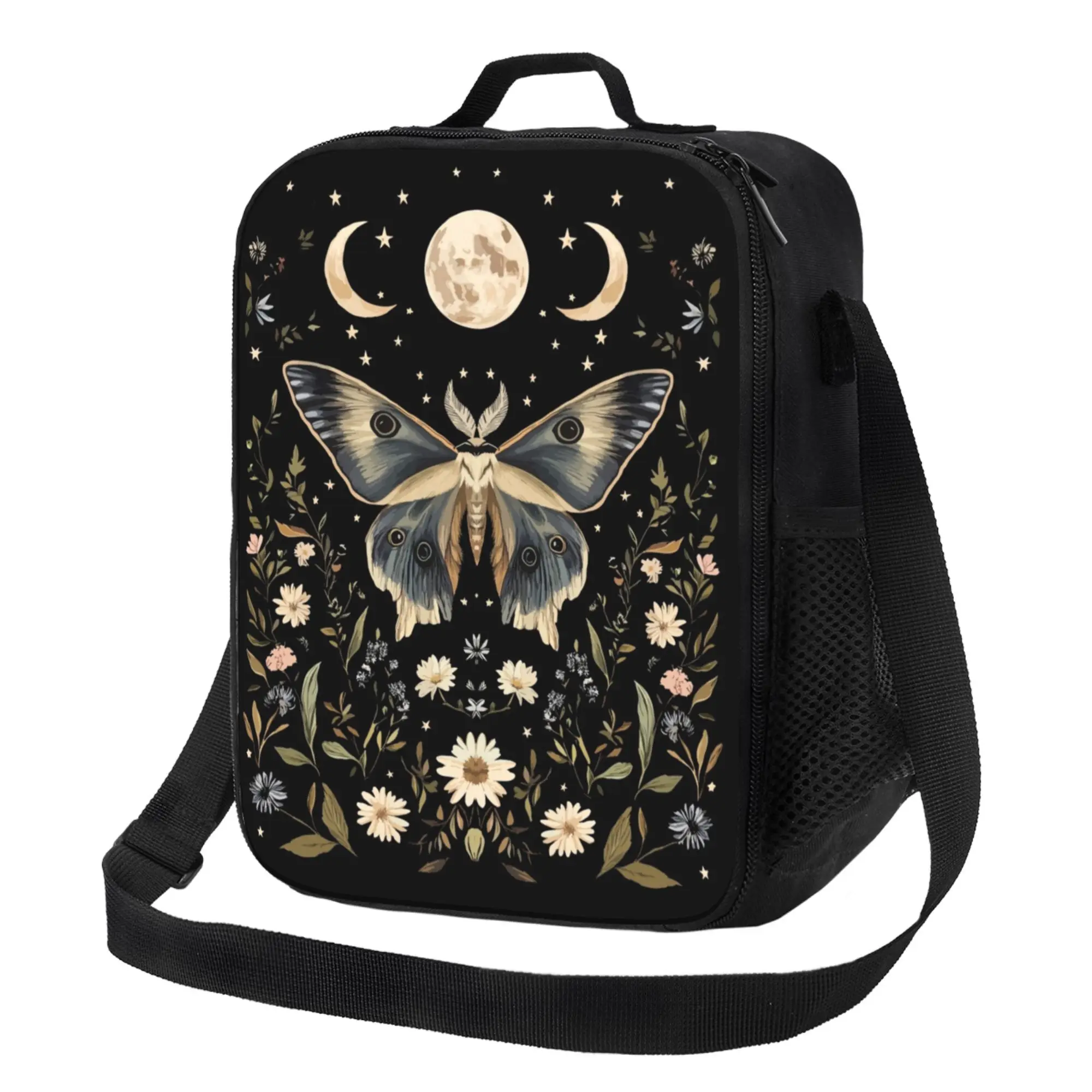 Witchy Cottagecore Botanical Moth Tote Bag - Wide-Mouth Handbag for Work Travel Commute