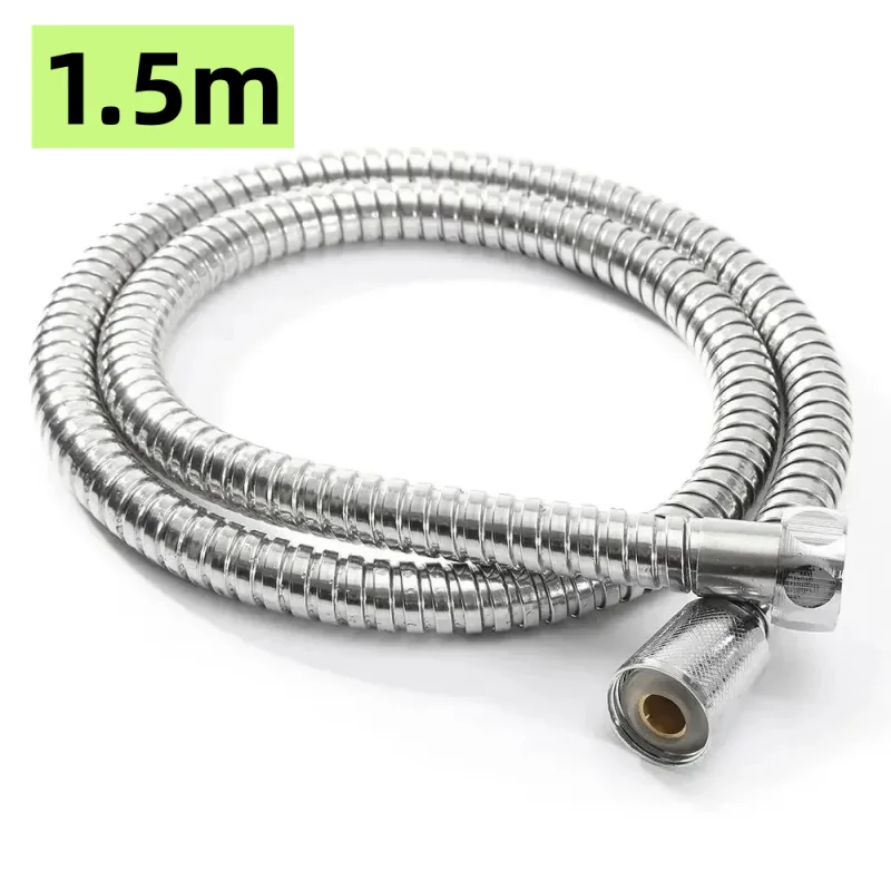 G1/2 Universal 1.5 Meter Shower Hose Stainless Steel Chrome Plated Flexible Anti‑Leak Bathroom Shower Accessory