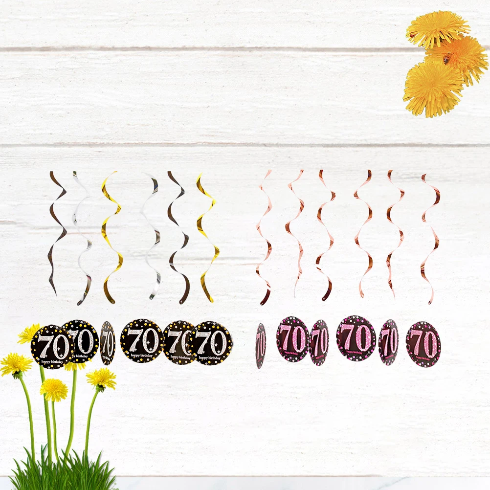 

Creative Spiral Swirls Decor Birthday Party Hanging naments PVC Material Anniversary Photo Backdrops Indoors Outdoors 70 Years