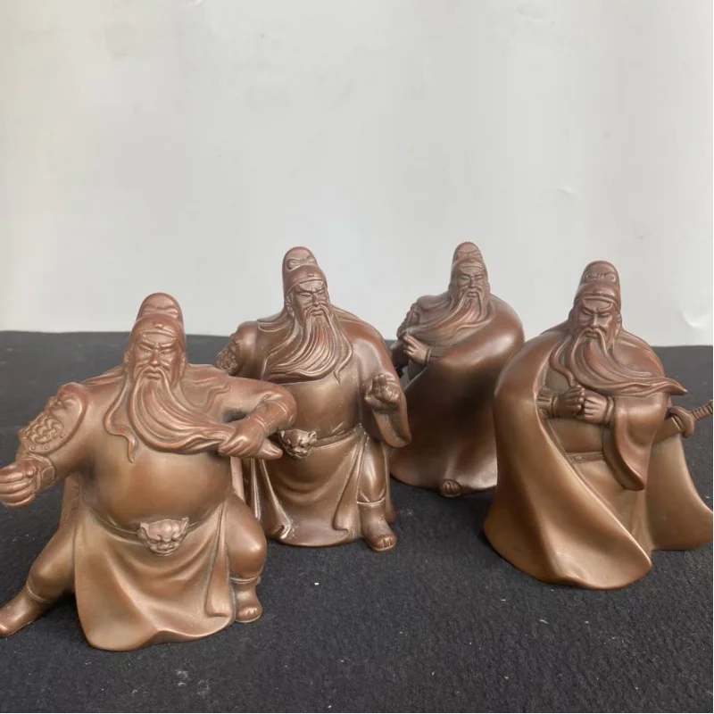 Purple copper Er Ye Chinese-style Guan Yu martial god of wealth, fortune-bringing living room ornament, home decoration ite