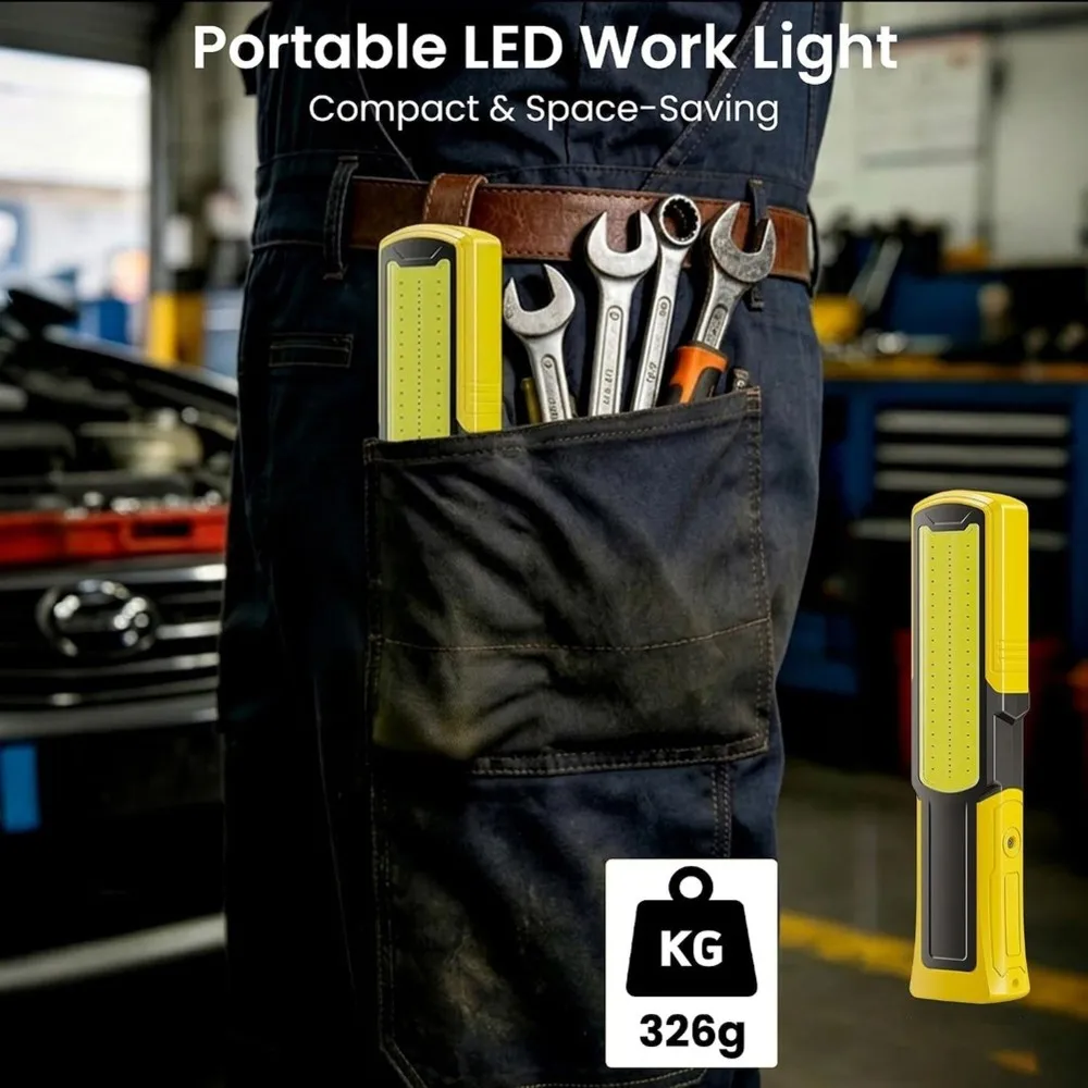 NEWX13A Magnetic Rechargeable Flashlight, LED Underhood Work Light For Mechanics 180° Rotating Base, Side Magnet, Hook A