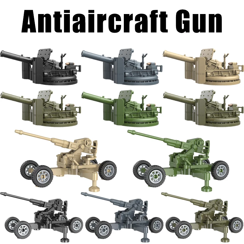 Militär Serie USA Schlacht Gun Kanone Bausteine WW2 Deutsch Flugabwehr Rakete Armee Soldat Waffe Ziegel Kinder Spielzeug