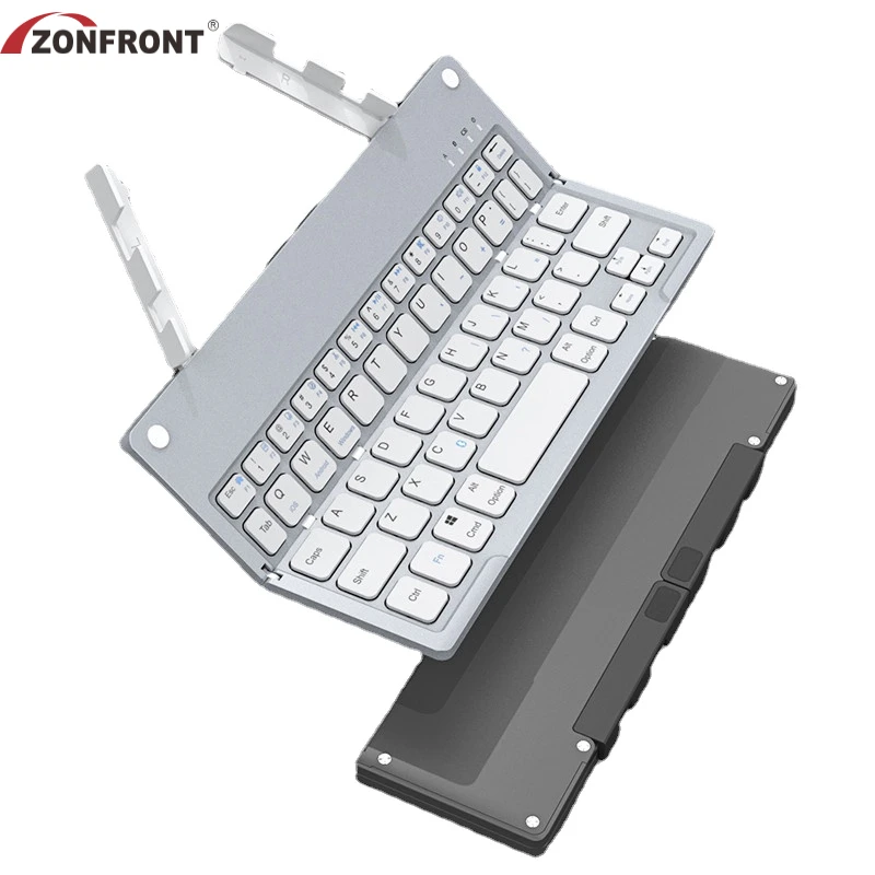 ZONFRONT-miniteclado plegable con Bluetooth, teclado inalámbrico con soporte para iPad, Xiaomi, teléfono, tableta, Android, IOS, Windows