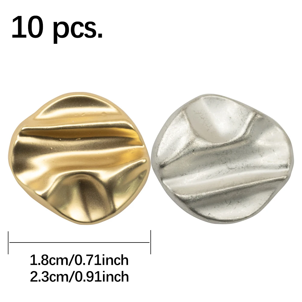 10pcs 18/23mm Irregular Matte Metal Buttons for Suits/Denim Jackets, Gold/Silver Buttons, Minimalist Decorative Sewing Buttons