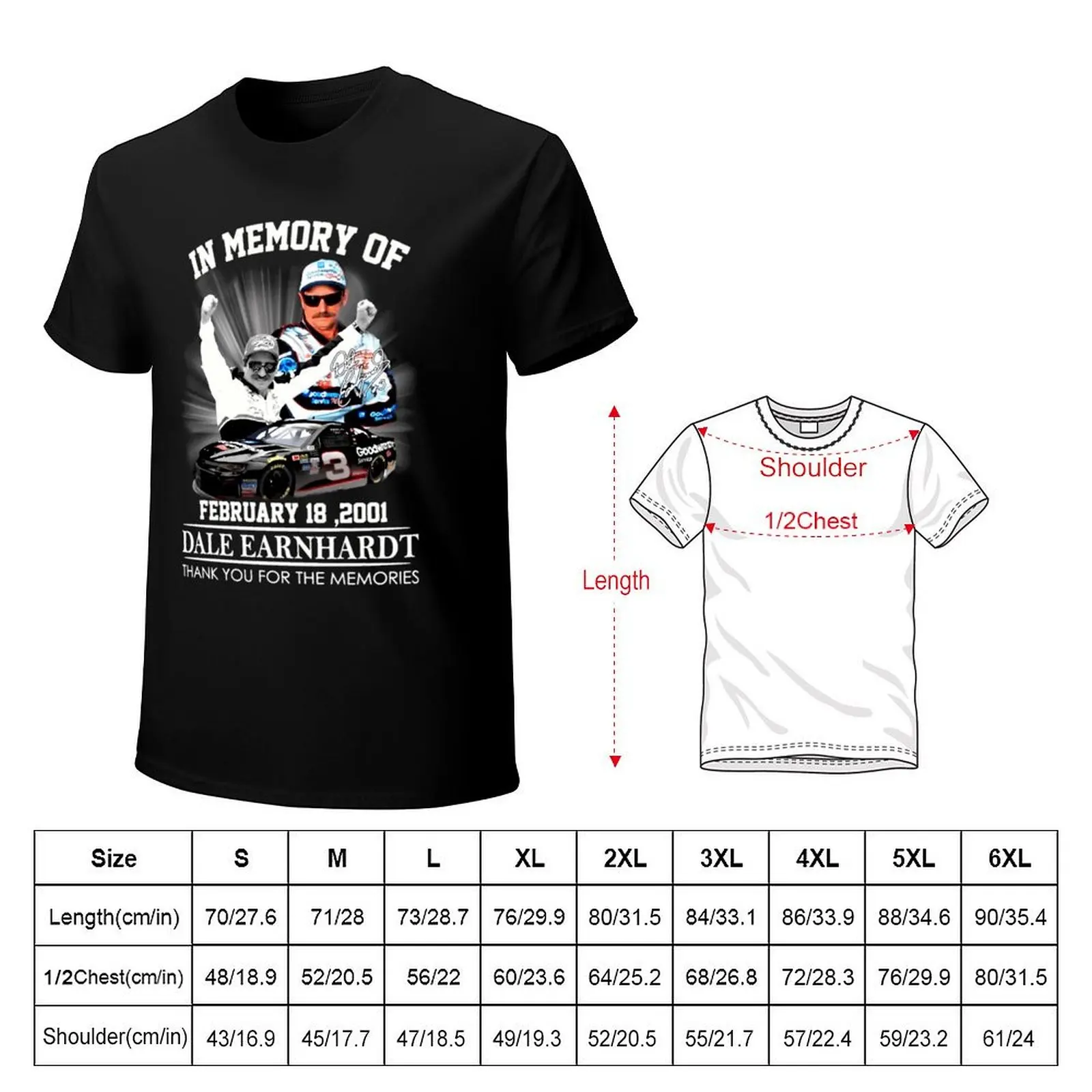In Memory Of Dale Earnhardt T-Shirt Work Basic Short Sleeve Top