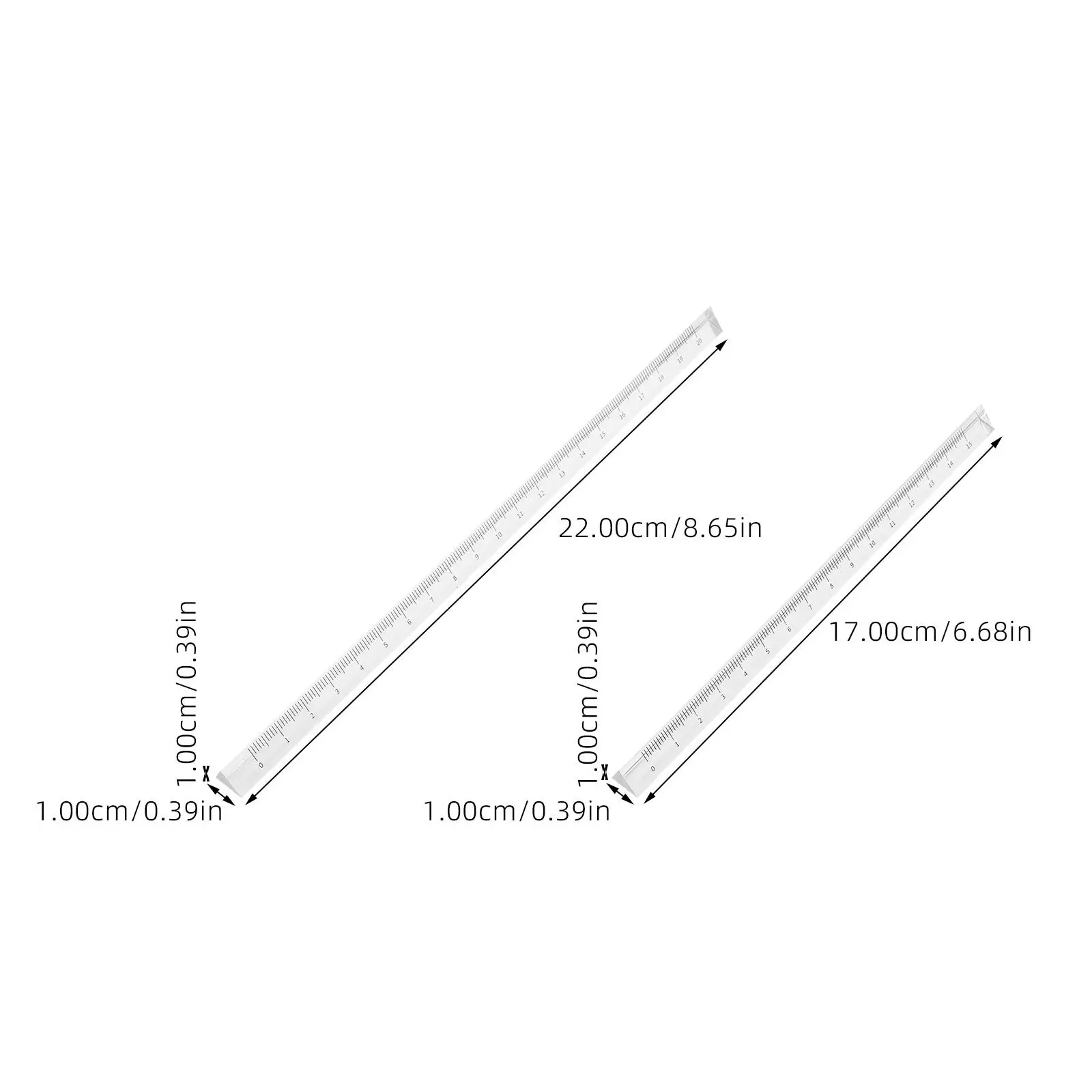 2Pcs Transparent Triangular Ruler Small Clear Plastic Architectural Scale Metric Measuring School Drafting Office Supplies view 4