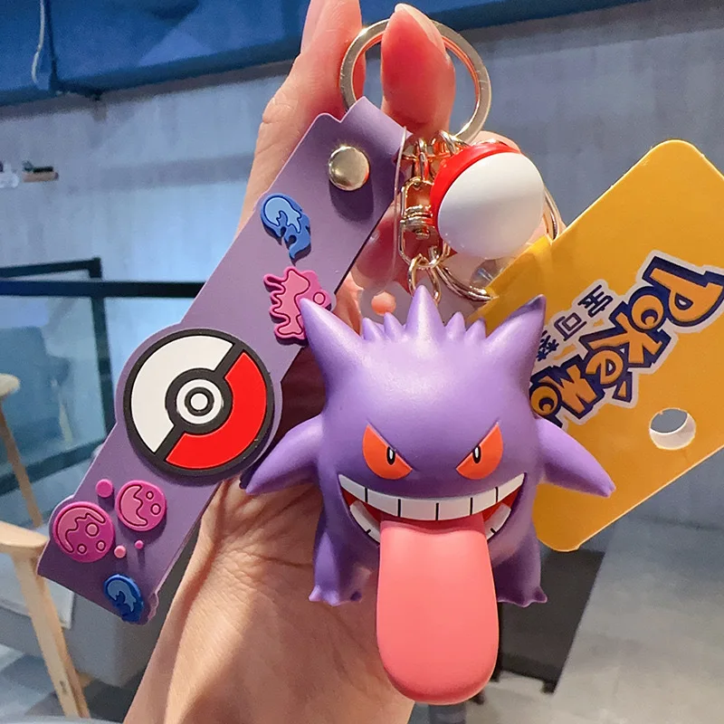 البوكيمون الأصلي المفاتيح قلادة دمية Cubone بيكاتشو Gengar غص Jigglypuff ميميك دمية لطيف لعبة مجسمة حقيبة كيرينغ هدية