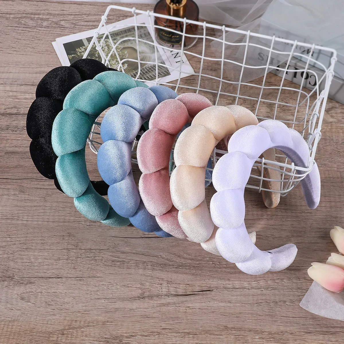 Sponge Headbands for Women Girls Puffy Hair Band Makeup Bubble Terry Cloth Co Spa Retro Hairband Women Hair Accessories Headwear