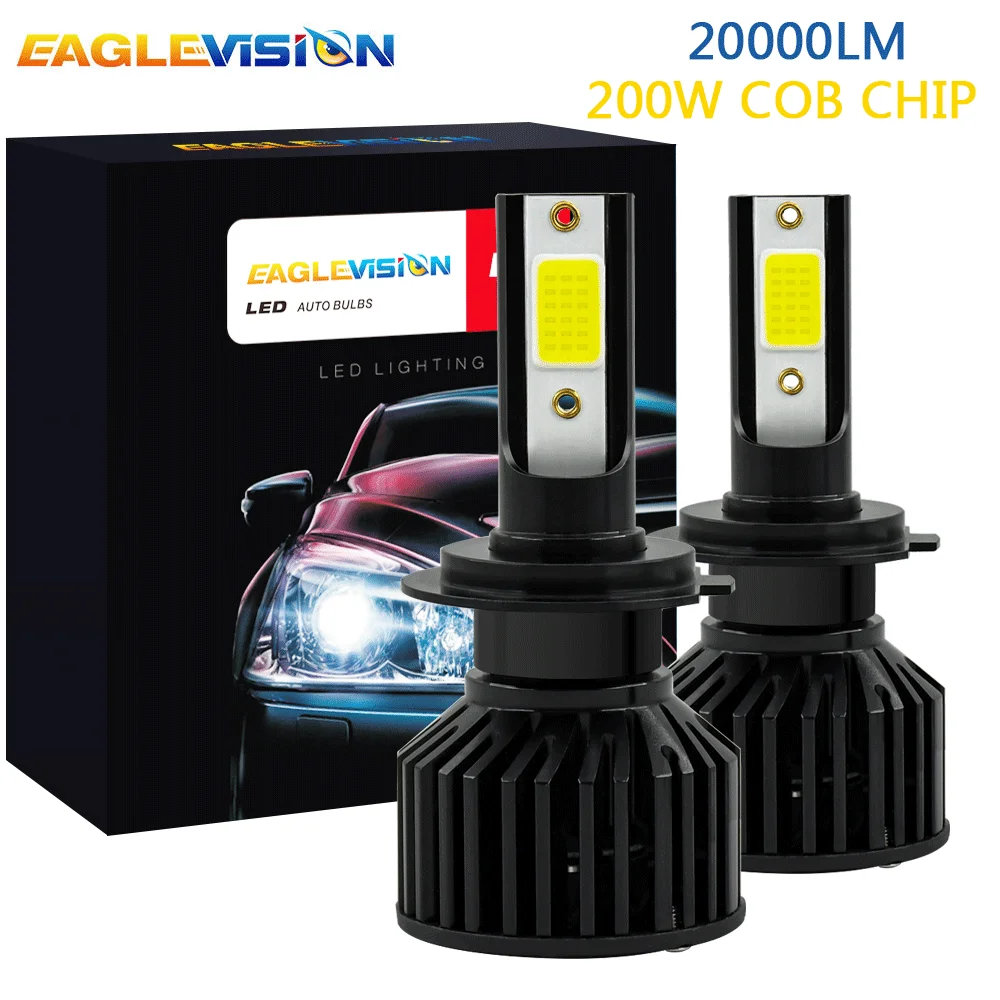 EAGLEVISION Auto H7 LED Headlight Bulb Projection 200w High Beam 9005 9006 H1 H4 H7 H11 24V 6000k White Led for Car LED 12V 24V