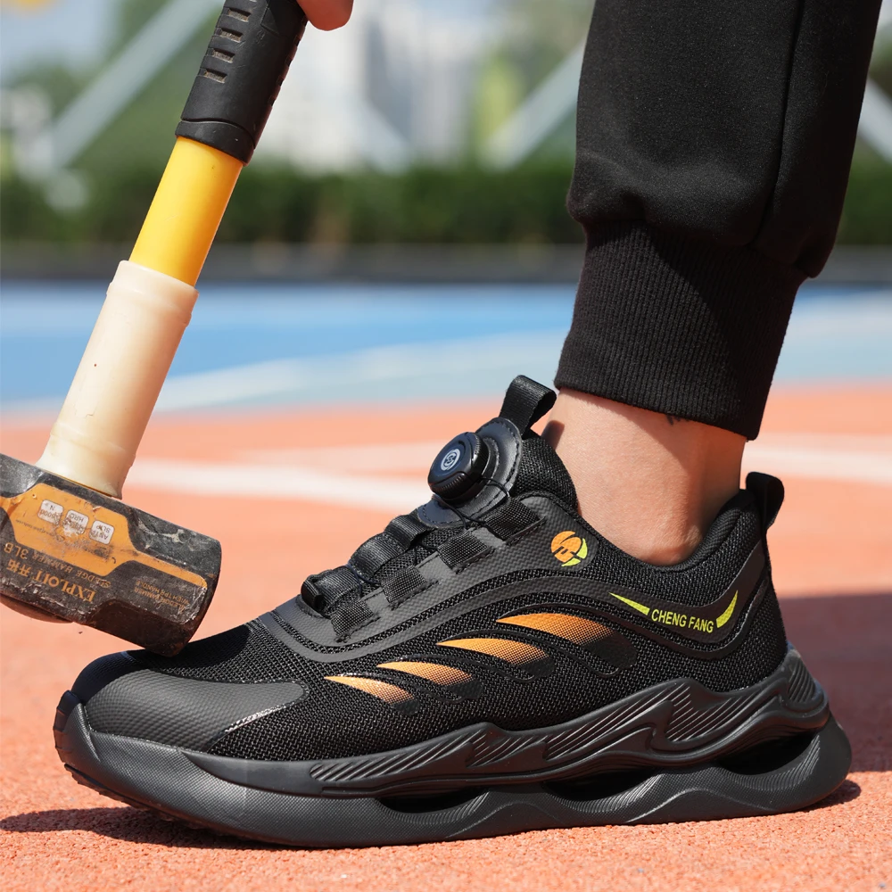 Rotating Button Men Work Safety Shoes Anti-Smash Steel Toe Shoes Work Boots Protection Shoes Security Men Indestructible Shoes