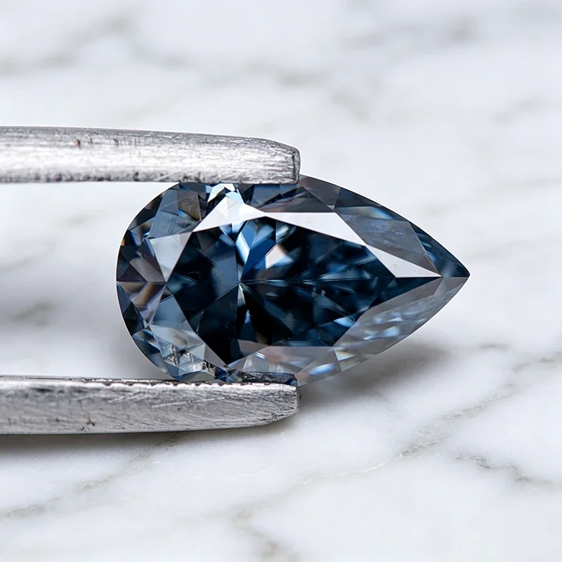 Moissanit-Stein in Birnenform, graue Farbe, im Labor gezüchteter Edelstein für DIY-Schmuck wie Ringe, Halsketten, Ohrringe, Hauptmaterialien mit Zertifikat. – Detail 5