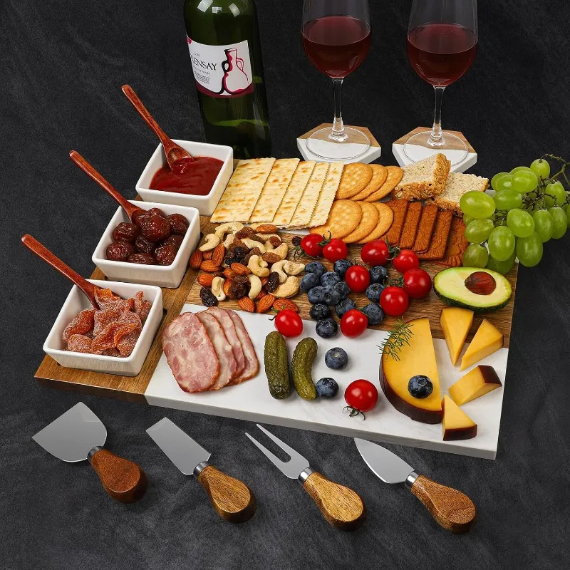 

Rectangle Wood Cheese Boards Creative Meat Board Tableware Set Cheese Tray Wooden Cutting Board for Gift Anniversary Man Women