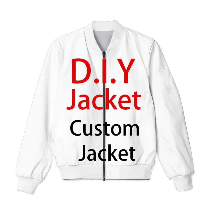 DIY Custom Design Your Own Pictures 3D Printed Zipper Bomber Jackets Men Overcoat Mens Coat Zip Up Jackets