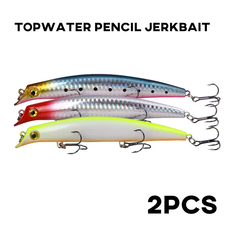 Fishing Popper 2pcs 125mm 14g Sea Floating Lure Topwater Pencil Jerkbait Artificial Hard Bait For Pike Carp Fishing Tackle